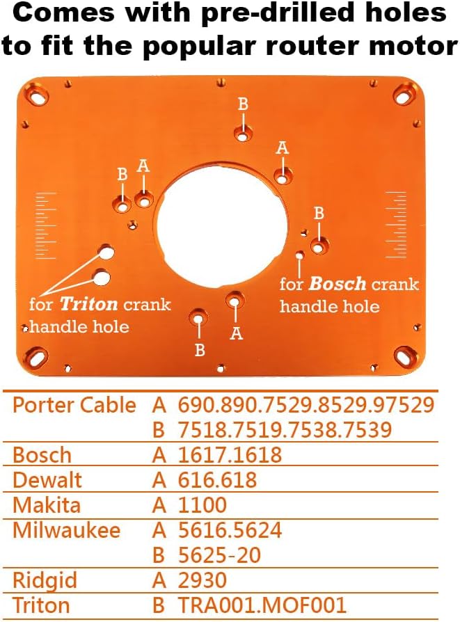 O'SKOOL Precision Aluminum Router Table Insert Plate, Router Templates With Pre-Drilled Adapt to Multiple Routers of Different Model, RTS02A - Image 2
